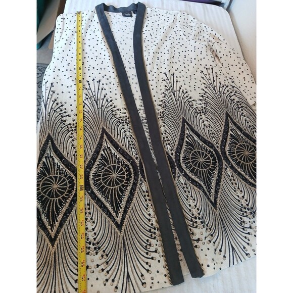 Chico’s Travelers Collection Foiled Peacock Jacket Cardigan Ivory Gray Size 3 XL - Picture 9 of 16